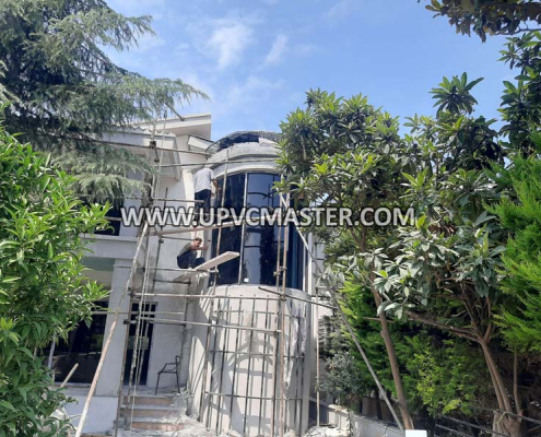 پنجره خم دوجداره وینتک با شیشه دودی پنجره خم دوجداره وینتک با شیشه دودی